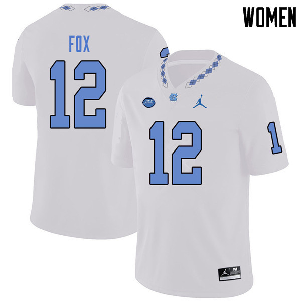 Jordan Brand Women #12 Tomon Fox North Carolina Tar Heels College Football Jerseys Sale-White